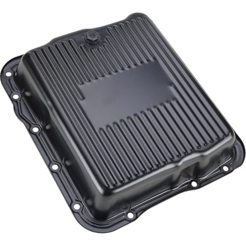 Speedway Motors Black Steel Transmission Pan for GM 700R4 4L60E and 4L65E Stock Capacity with Finned Design 2-5/8 Inch Deep Includes 1/2-20 Drain Plug
