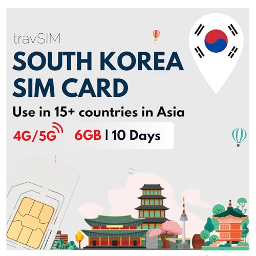travSIM SIM-kort för Sydkorea - 6 GB & gratis roaming i Asien