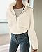 BTFBM Womens Sweaters Quarter Zip Pullover V Neck Collar Long Sleeve Ribbed Knit Loose Casual 2025 Winter Fall Sweater(White, Small)