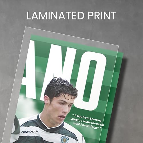 Image of Posternet Football Legend Inspired Sporting Lisbon Theme Wall Poster Set of 3 | 12 x 18 Inch Sports Wall Art for Bedroom, Gaming Room, Gym & Office | Premium 170 GSM Paper | Athlete Motivation Room Decor for Football Fans