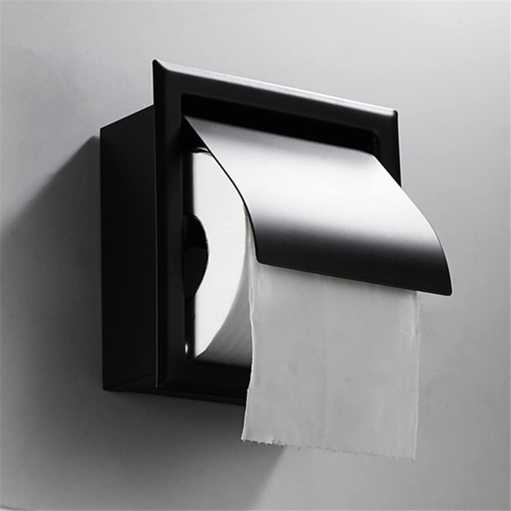 Recessed Toilet Paper Holder,Stainless Steel Roll Box for Bathroom,Wall-Mounted Storage Rack