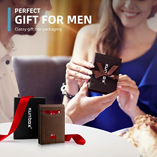 Runbox Men's Wallets Slim Rfid Leather Bifold Mens Wallets With Gift Box #TOP5