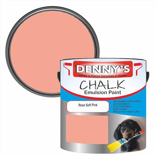 SCOOBYS PAINTS BACK IN THE MIX Chalk Emulsion Matt Paint, Water-Based, No Primer Required, For Walls and Furniture Peach, Pink, (Rose Soft Pink, 2.5L Tin)