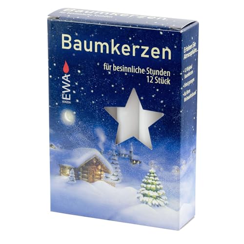 Ewa-Jeka Baumkerzen weiss 15x125 mm 12 Stück im Pack Markenqualität...