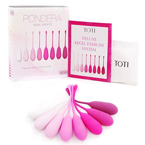 TOTI Kegel Balls Exercise Weights Kit (8-Piece Set) Deluxe Progressive Kegal Weights to Strengthen & Tighten Pelvic Floor, Post-Pregnancy Bladder Control | Medical-Grade Silicone