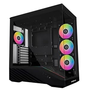 Lian Li V100 ATX Mid-Tower PC Case, 4 x 120mm ARGB PWM Fans Pre-Installed, LED RGB Strip, Display Platform with Tempered Glass, Support 420mm GPUs, 360mm Radiator, Optimized Airflow – Black (V100RX)