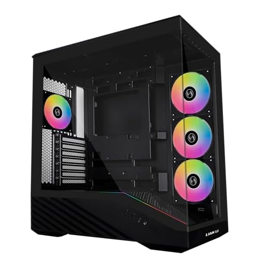Lian Li V100 ATX Mid-Tower PC Case, 4 x 120mm ARGB PWM Fans Pre-Installed, LED RGB Strip, Display Platform with Tempered Glass, Support 420mm GPUs, 360mm Radiator, Optimized Airflow - Black (V100RX)