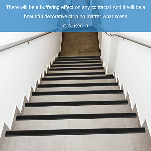 L Winkelprofil Treppenkantenprofil,1M Winkelprofil Anti-Rutsch Treppenkante,PVC Winkelprofil Selbstklebend Treppenkantenschutz,Schnittkanten, Treppe Kantenband -Schwarz