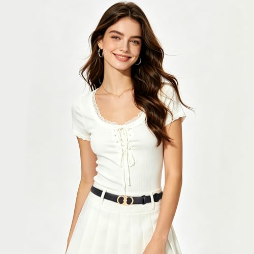 Image of Aurolran Women's Leather Belt with Buckle - Ideal for Dresses, Jeans, and Coats