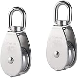 Bloque de polea giratoria: Bloque de polea acero inoxidable de M15 con rueda giratoria lisa,el rodillo liso proporciona una excelente tracción de la cuerda.rotación de 360 grados para evitar que la cuerda / cable / alambre se anude para su uso conveniente.