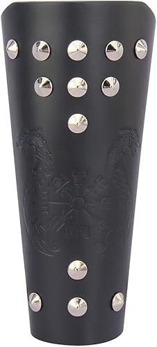 Miniatura 6 de Jeilwiy Brazaletes vikingos medievales de cuero, brazaletes de armadura de brazo, brazalete de cuero, guantelete punk para hombres y mujeres,