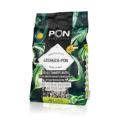 PON Pflanzsubstrat für Zimmerpflanzen - LECHUZA-PON 30 Liter - Mineralisches Pflanzgranulat torffrei vorgedüngt 68 Monate optimale Drainage & Wurzelbelüftung Alternative zu Blumenerde 14055