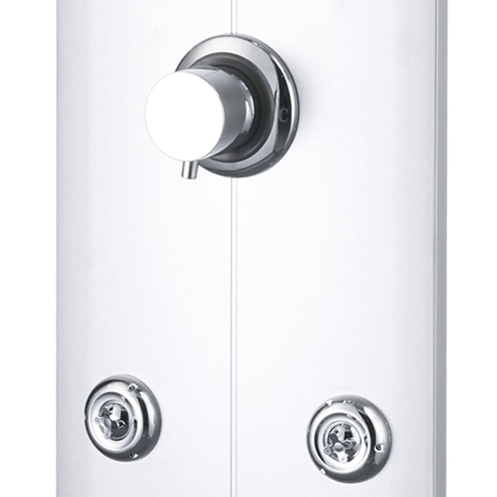 Pannello doccia argento, 25 x 43 x 110 cm, con doccia a pioggia, getto massaggiante, doccetta, ripiano in vetro, specchio, regolabile, per bagno, benessere, relax, montaggio a parete, cella