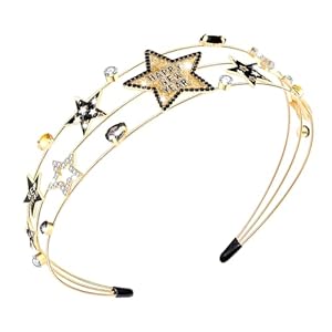 New Year Headbands for Women, Multi-Layer Crystal Hairbands with Stars, 2024 Holiday Hair Accessory Gift