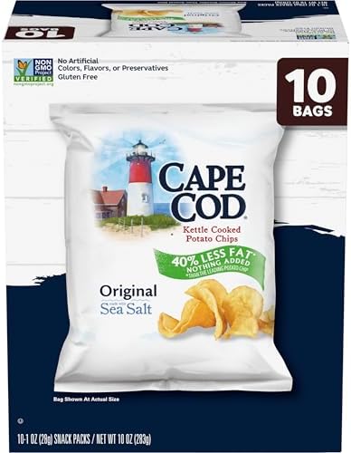 Cape Cod Less Fat Original Potato Chip Snack Packs, 10 Count 1 Oz