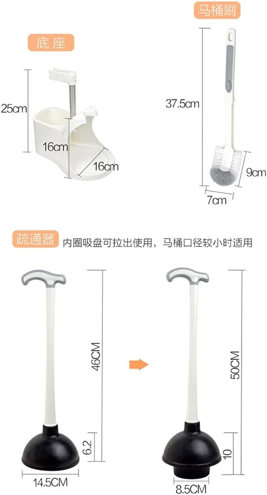 Toilet Plunger and Brush, Bowl Brush and Plunger Combo for Bathroom Cleaning, 2 in 1 Heavy Duty Toilet Plunger Set with Holder Stand Base