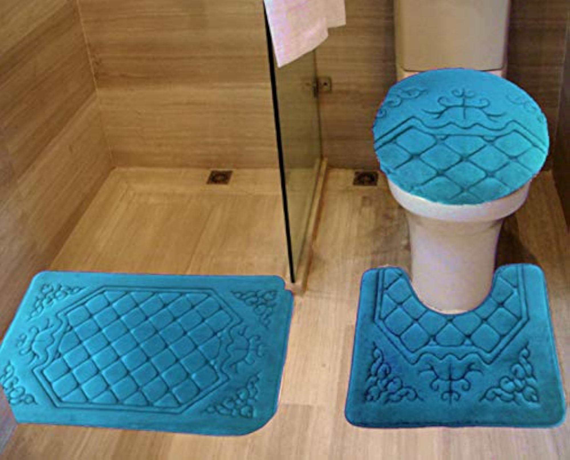 3PC Memory Foam Bath Mats Soft Plush Crown Design