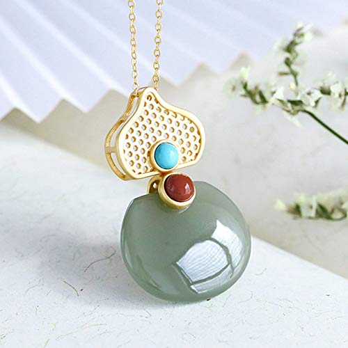 Collier argent 925 durable anti-ternissement avec jade cyan véritable - 2