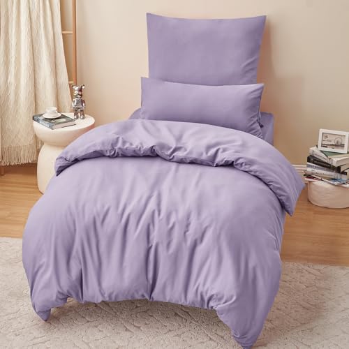 RUIKASI Bettwäsche 155x220 Lavendel 2teilig - Hell Violett Mikrofaser Bettwäsche-Sets Oeko-TEX… – Ansicht 4