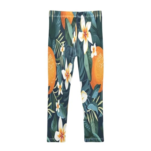 Bolaz Toddler Girls Leggings Printed Yoga Pants Leggings Orange Flower for Kids2