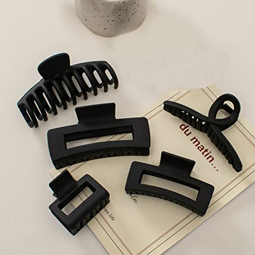 8-Piece Claw Clip Set for All Hair Types, Black Hairpins in Square, Semicircle & Keel Designs - Image 3