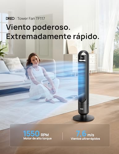 Miniatura 2 de Dreo Ventilador De Torre Silencioso 28db, Alcance De 10 M, 6 Niveles De Velocidad, 4 Modos De Funcionamiento, Temporizador De 12 Horas, Oscilación De 90 , Ideal Para Dormitorios Y Oficinas, Negro.