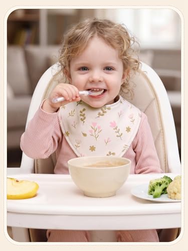 Image of 4 Pcs Baby Bandana Bib Cute Baby Nursery Decor Cotton Newborn Infant Feeding Drool Bib for Drooling and Teething Girl Boy