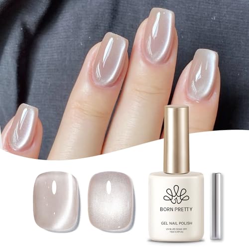 Born Pretty Cat Magnetic Eye Gel Nail Polish Nude Moonlight Cat Magnetic Gel Glass Shiny Effect Nude Soak Off Nail Art Salon Manicure Home Gift 15ml