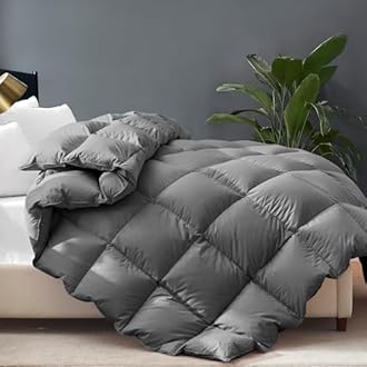 Cosybay King Size Feather Down Fiber Comforter Ultra Fluffy Duvet Insert, All Season Cotton Cover Luxury Hotel Bed Comforter with Corner Tabs, Grey 106x90 Inch