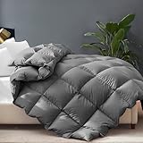 Cosybay Goose Feather Down Comforter King Size, Fluffy Grey Down Duvet Insert King, All Season Cotton Cover Luxury Hotel Bed Comforter with Corner Tabs, 106'x90'