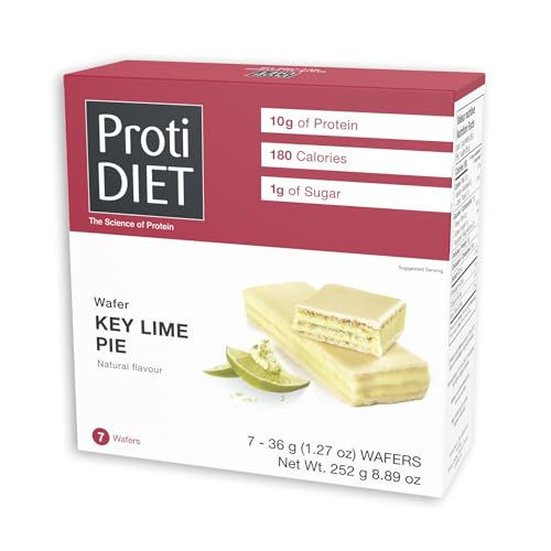 ProtiDIET High Protein Key Lime Pie Wafer Bars, Low Sugar, 7 ct