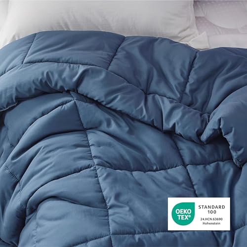 Image of Bedsure Comforter Duvet Insert - Quilted Comforters Twin Size, All Season Duvet, GentleSoft Down Alternative Bedding Blanket, with 8 Tabs, Gifts for Women /Men, Dark Slate Blue, Twin 88 x 68 Inches