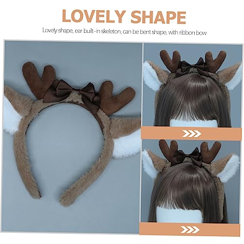 Healeved Christmas Reindeer Antlers Headband Deer Ear Hairband with Plush Material Cute Antlers Design Adjustable Comfort Fit Perfect for Christmas Parties and Costumes - Image 3