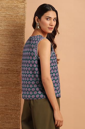 Image of Janasya Women's Cotton Floral Print Regular Top