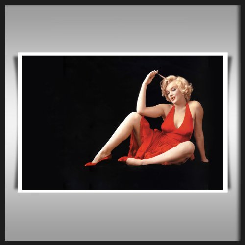 MARILYN MONROE BLACK AND RED A2 CANVAS ART PRINT