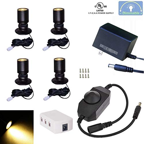 Xking Dimmable LED1.5W 12VDC Mini Spotlight Jewelry Showcase Display Lighting Fixture Black Shell