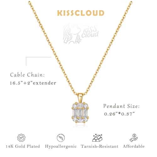 Image of Gold Silver Necklace for Women, Dainty Cubic Zirconia Pendant