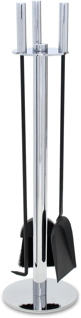 Pilgrim Home & Hearth 18091 Panorama Fireplace Tool Set, Polished Nickel & Black