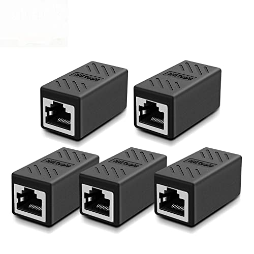Image of RJ45 Inline Coupler Cat7 /Cat6 /Cat5e Ethernet Network Cable Extender Connector (Pack of 5) Black