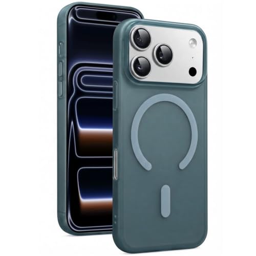 Image of DIZORO Matte Case for iPhone 17 Pro Compatible with MagSafe, Camera Lens Full Protection, Shockproof Translucent Frosted TPU Soft Phone Cover, Anti-Fingerprint (Navy)