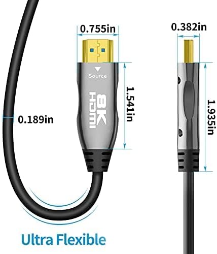 DELONG Fiber HDMI 2.1 Cable 100ft - 8K@60Hz, 4K@120Hz, 48Gbps, eARC Compatible With PS5, Xbox, RTX 3080 3090, Roku, 8K TV - Black