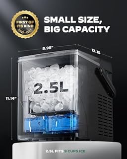 Silonn Countertop Ice Maker with Expanding Ice Basket, 9 Cubes in 6 Mins, 2.5L Ice Basket, Self-Cleaning Ice Maker with LED Touch Control, 2 Bullet Ice Sizes for Home, Kitchen, Office