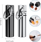 Petit porte-clés à pilules portable (2 Pack),Boîte de remplissage pour la chasse,Portable Pill Organizer Conteneur,Pille métallique étanche Bouteille de médecine pour les voyages en camping extérieur(Black+Silver)