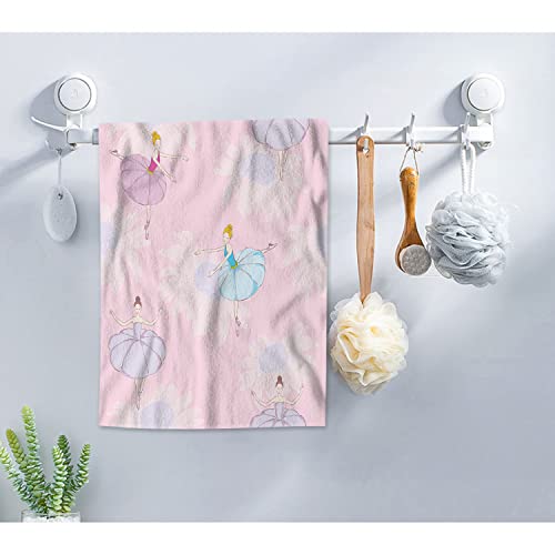 Aoyego Ballet Dancer Flowers Bathroom Towels Girl Doll Dancing Pink Floral Blossom Soft Bath Hand Towels Microfiber Kitchen Hotel Spa Hand Towels 15X30 Inch #TOP2