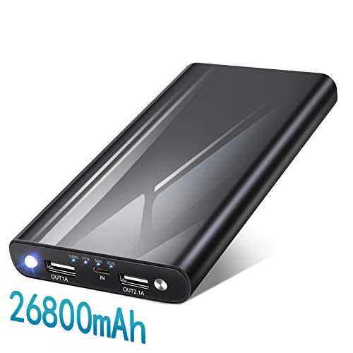 BINKE Batería Externa 26800mAh, Power Bank con 2 Salidas USB y 4 Indicadores de LED Bateria Externa Movil Ultra Capacidad Cargador para Android Smartphones Tabletas y Más