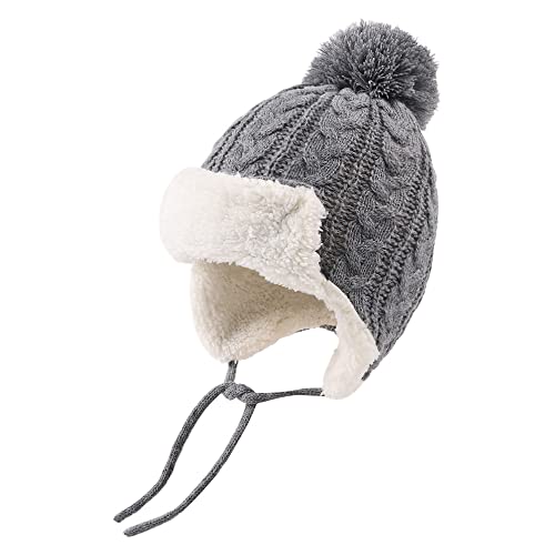 Winter Kids Beanie Hat Baby Knitted Hats Fleece Earflap Beanie Windproof Warm Toddler Beanies Boys Girls 0-8 Years (As1, Age, 6_Months, 24_Months, Gray, 6-24 Months) #TOP15