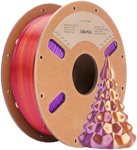 PLA Filament 1,75 mm Silk, ENISINA Filament PLA Shiny Silky Shine do drukarek 3D, Precisão Dimensional +/- 0,03 mm, 200 g (czarny i różowoczerwony)