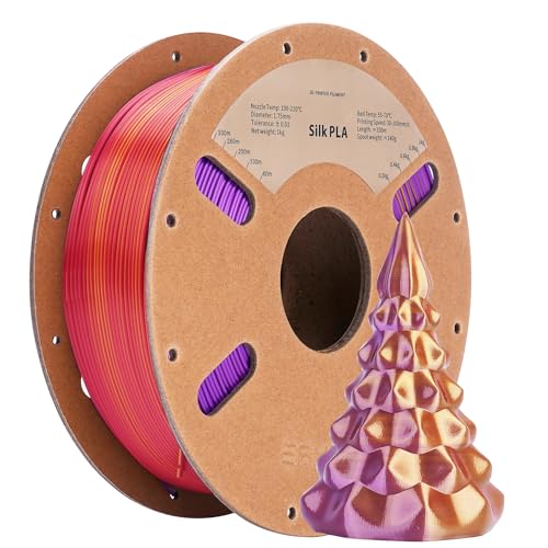 Silk PLA Filament 1.75mm, ENISINA Silk tri Color Filament Clog-Free for 3D...
