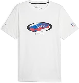 Mens BMW MMS Statement Car Graphic Crew Neck Short Sleeve Casual Tops Casual - White - Size S