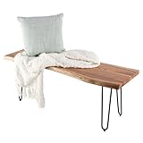 Alaterre Furniture Live Edge Solid Wood Bench with Metal Hairpin Legs - 48 Inch Industrial Modern Entryway Bench with Minimalist Design - Furniture for Entryway, Dining Room, Kitchen, or Bedroom